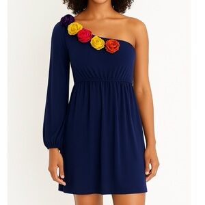 Judith March | One Shoulder Black floral dress